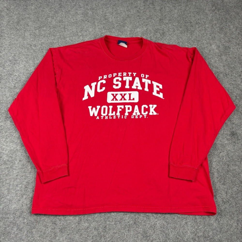 Old Varsity Brand NC State Wolfpack Shirt Mens XXL Red Long Sleeve Athletic